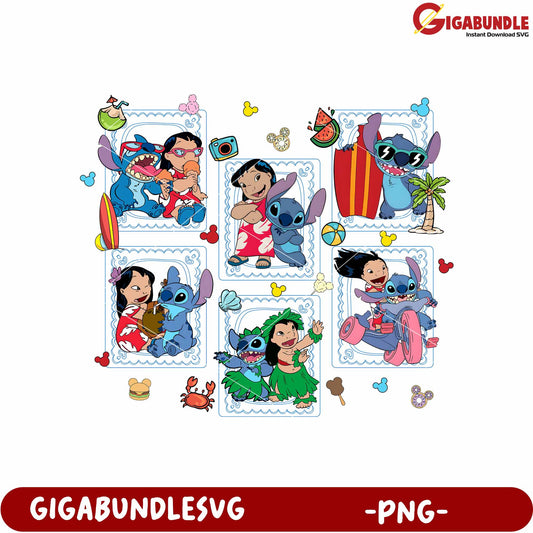Stitch and lilo potrait cute and funny png, cute blue alien png, lilo and stitch png
