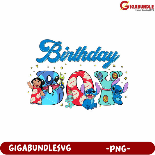 Stitch birthday boy png, lilo and stitch birthday png, disney birthday character png