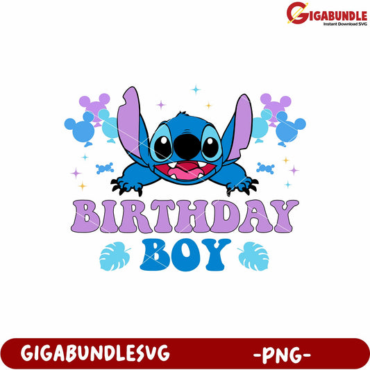 Stitch birthday boy png, lilo and stitch birthday png, disney character png