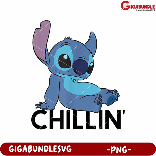 Stitch chillin png, cute blue alien png, lilo and stitch png