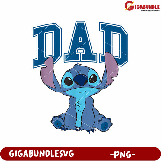 Stitch cool dad png, lilo and stitch cartoon png, cute blue alien png