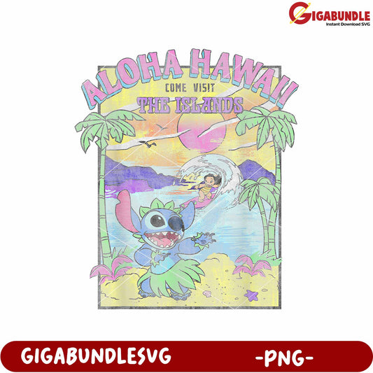 Stitch hawaiian aloha come visits png, disney characters png, lilo and stitch movie png