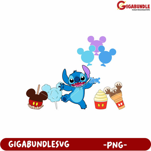 Stitch ice cream png, lilo and stitch png, disney cute food png