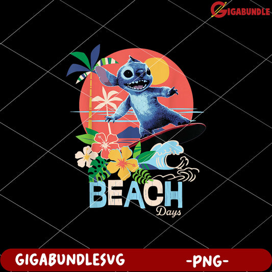Stitch live action movie beach days surfing png, lilo and stitch png, cute stitch png