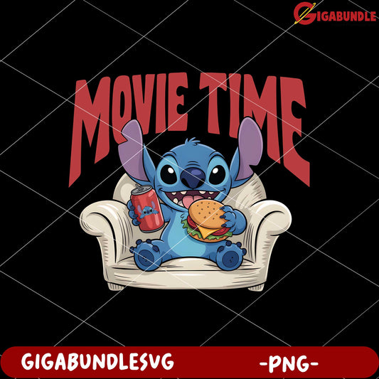 Stitch movie time png, adorable disney characters png, lilo and stitch png