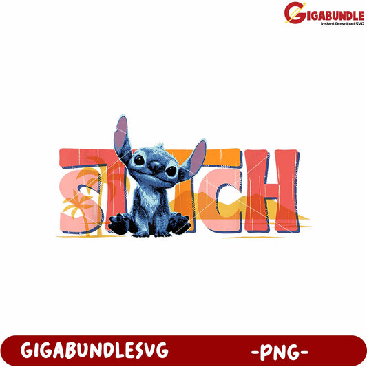 Stitch name logo png, lilo and stitch tropical dance png, cute blue alien png