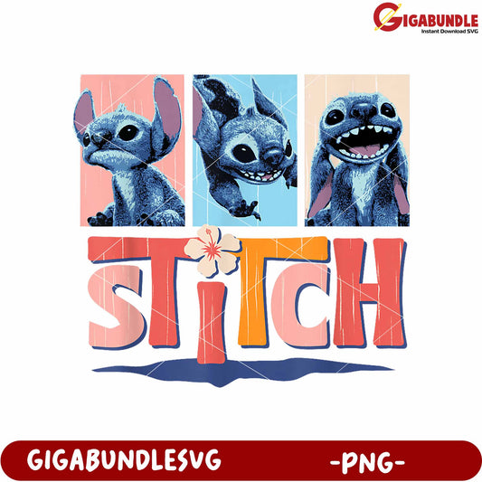Stitch names design png, lilo and stitch tropical dance png, cute blue alien png