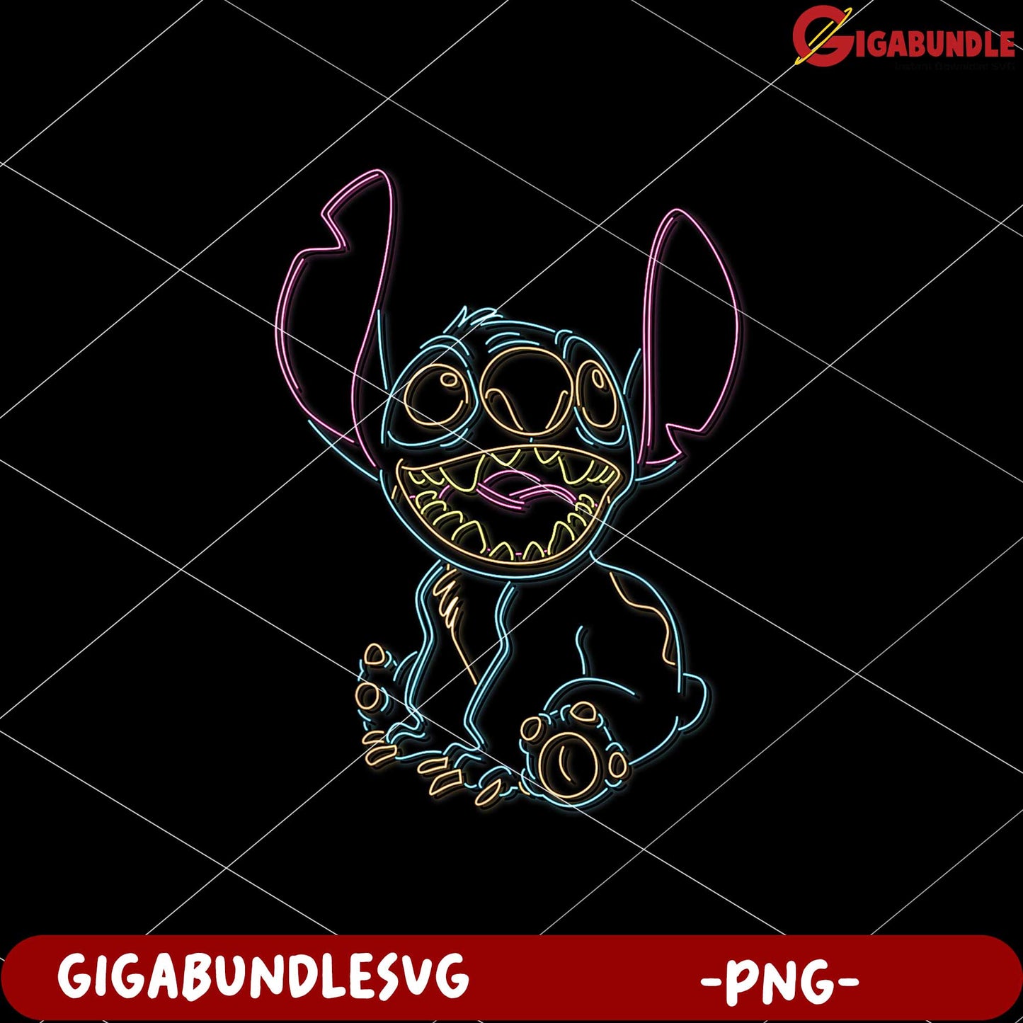 Stitch neon color design png, lilo and stitch tropical dance png, cute blue alien png