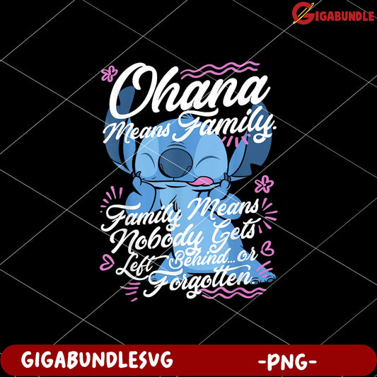 Stitch ohana means family png, lilo and stitch cartoon png, cute blue alien png