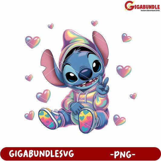 Stitch rainbow costume png, colorful disney stitch png, lilo and stitch png