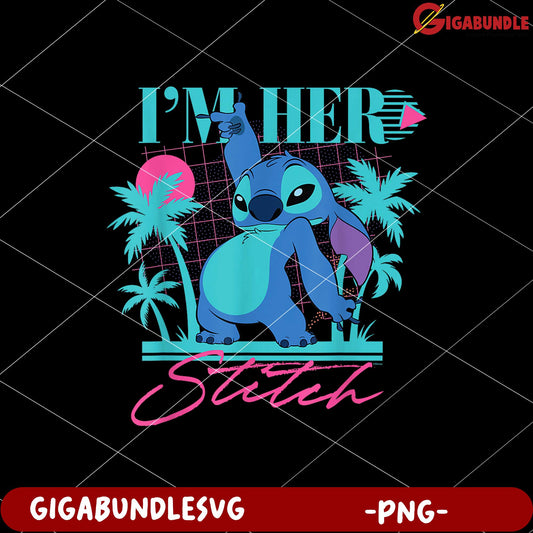 Stitch retro vibes im her stitch png, lilo and stitch cartoon png, cute blue alien png