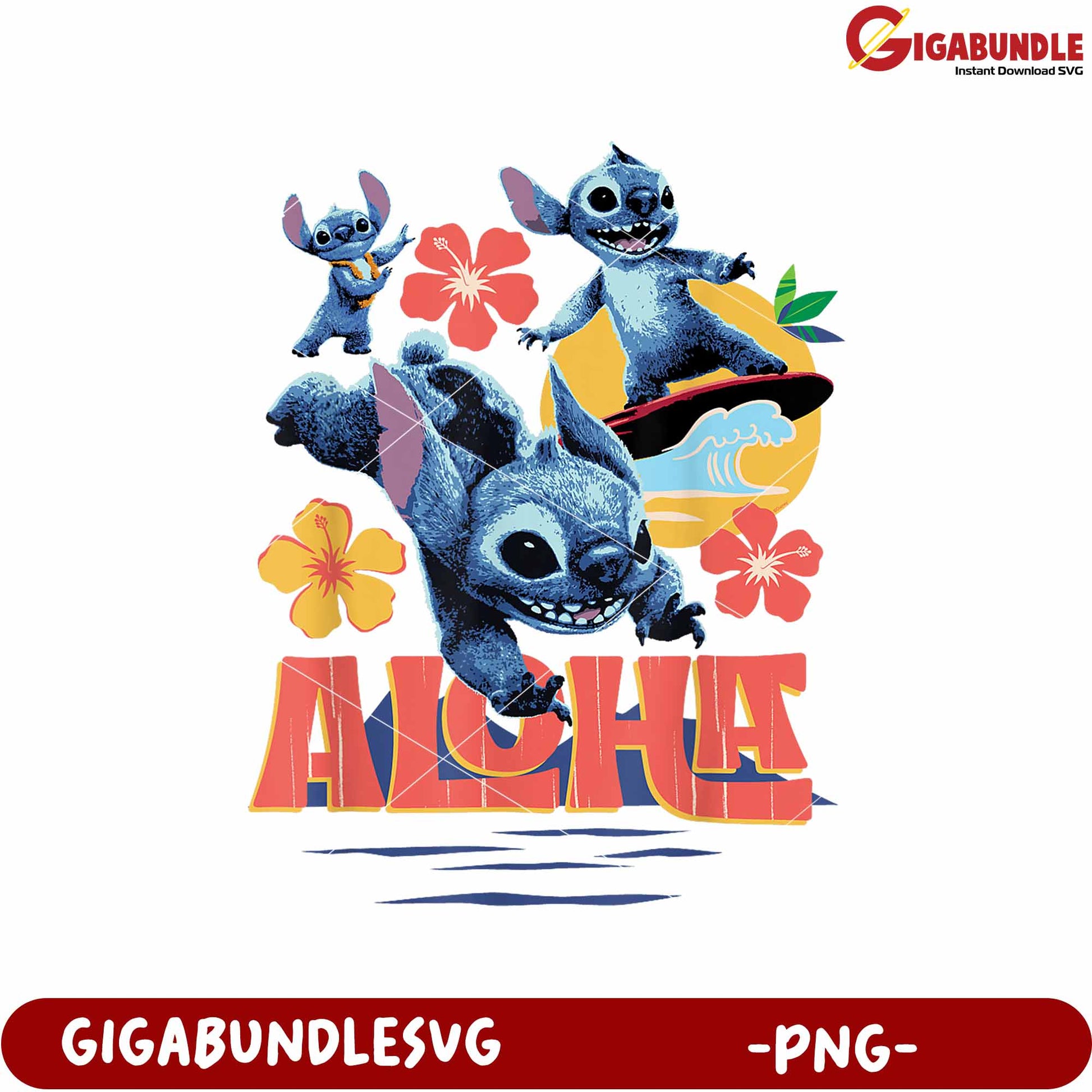 Stitch tropical aloha png, lilo and stitch tropical dance png, cute blue alien png