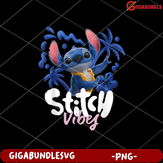 Stitch vibes hula png, lilo and stitch tropical dance png, cute blue alien png