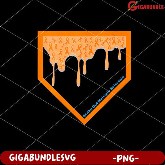 Strike Out Multiple Sclerosis Awareness Orange Ribbon PNG