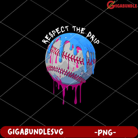 Stylish Baseball Graphic with Colorful Dripping Paint