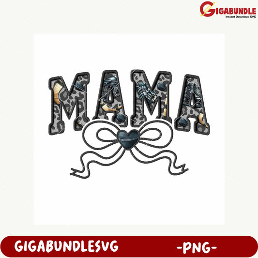Stylish Mama Design with Heart Bow and Leopard Print PNG