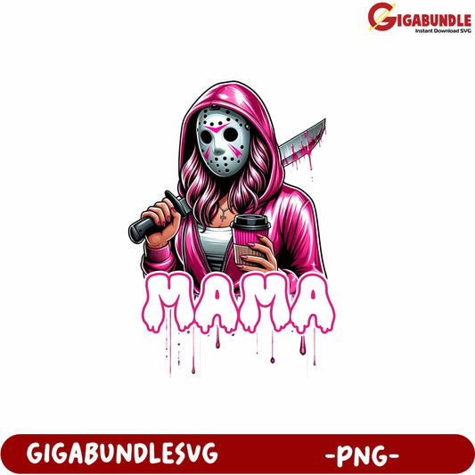 Stylish Mama Graphic Design with Horror Elements in PNG Format