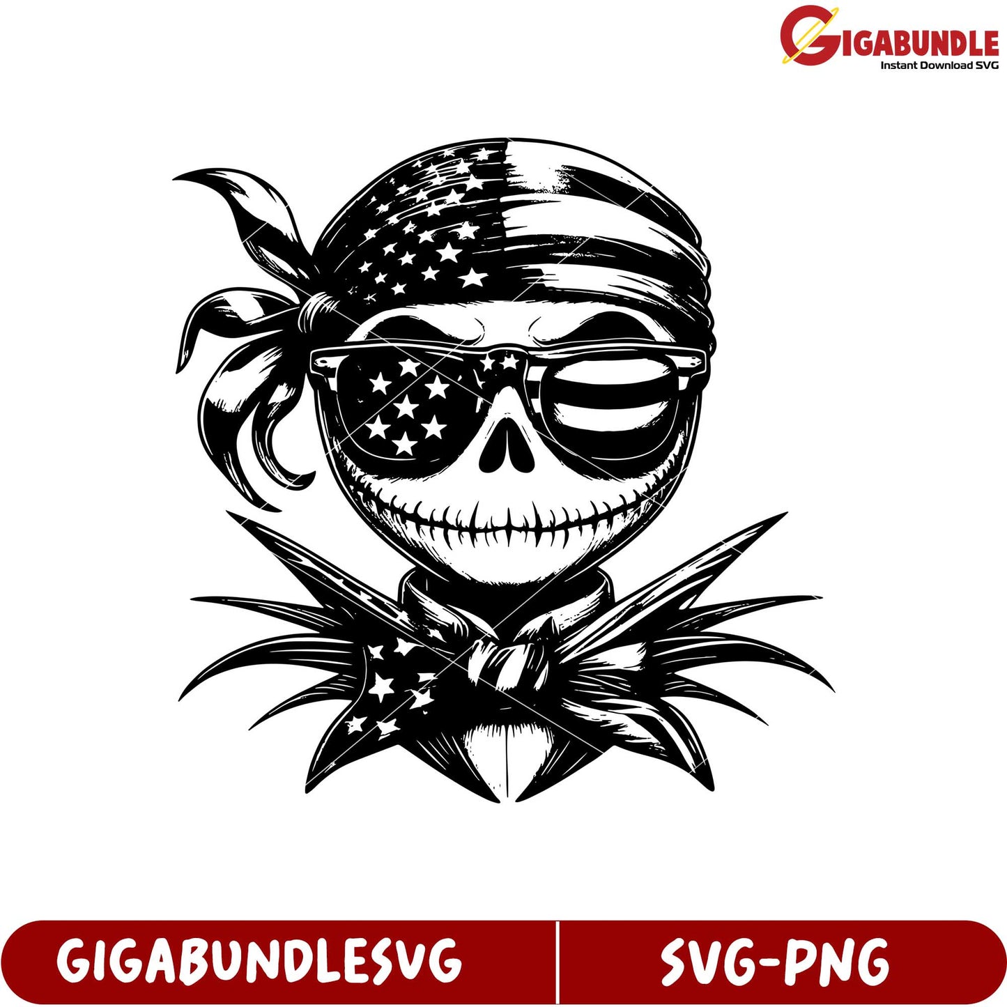Stylish Skull Design with Bandana and Sunglasses for SVG Download