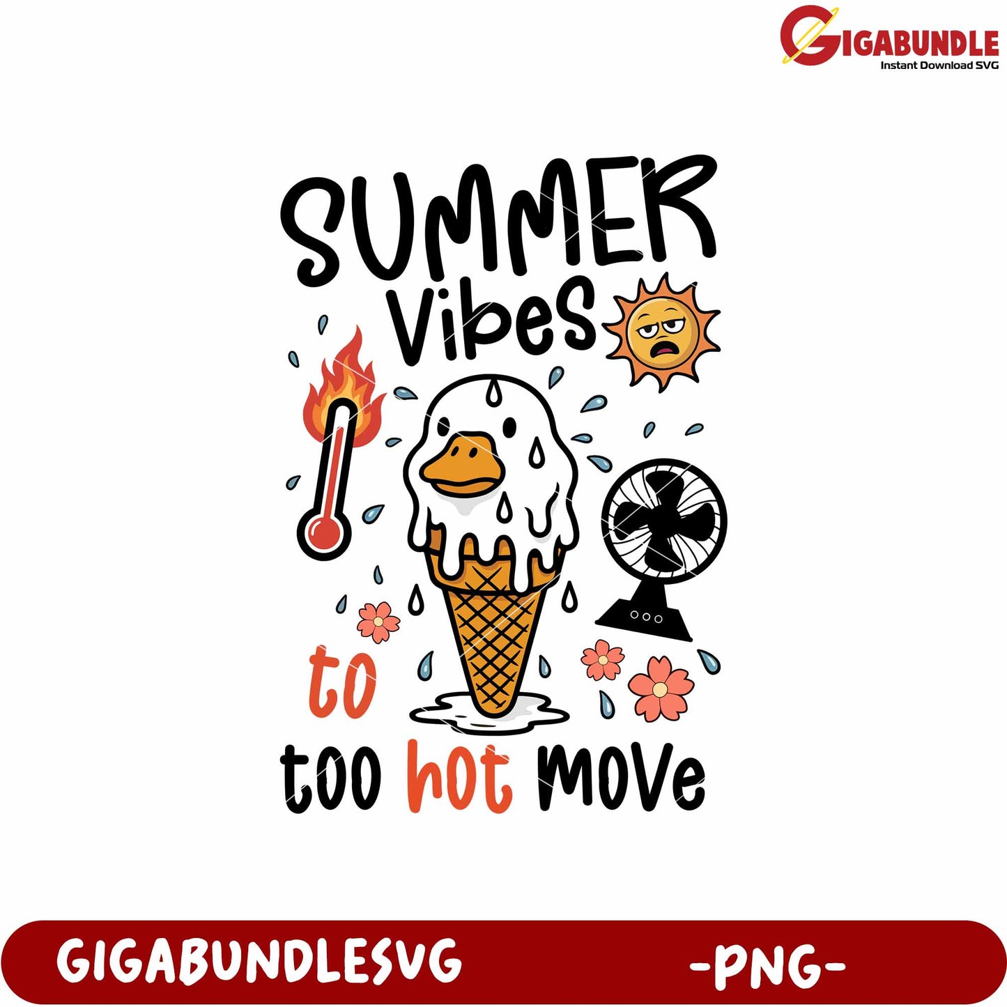 Summer vibes too hot too move png, summer heat png, funny summer meme png