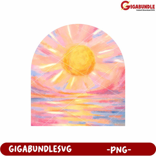 Sunset creative design png, colorful sky png, evening landscape png