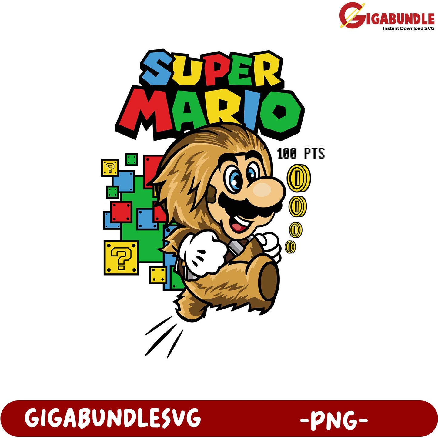 Super Mario Character Running Collecting Coins PNG Image File