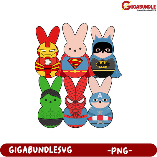 Superhero Bunny Characters PNG - Fun and Colorful Designs