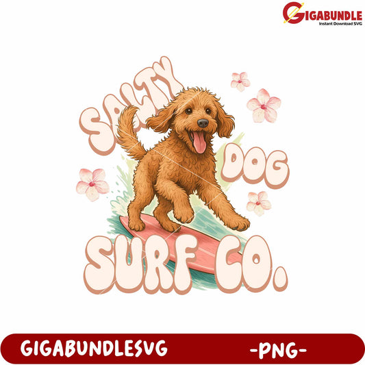 Surt salty dog surf go png, surf theme png, beach vibes png