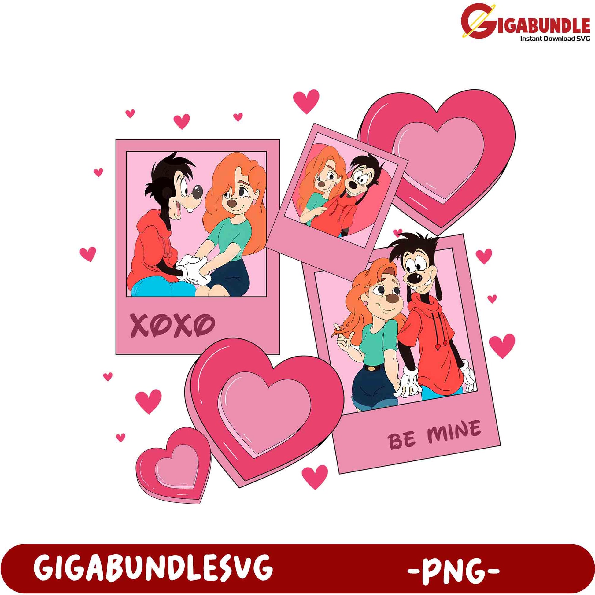 Sweet Heartfelt Romance PNG Art - XOXO Be Mine Cartoon Design