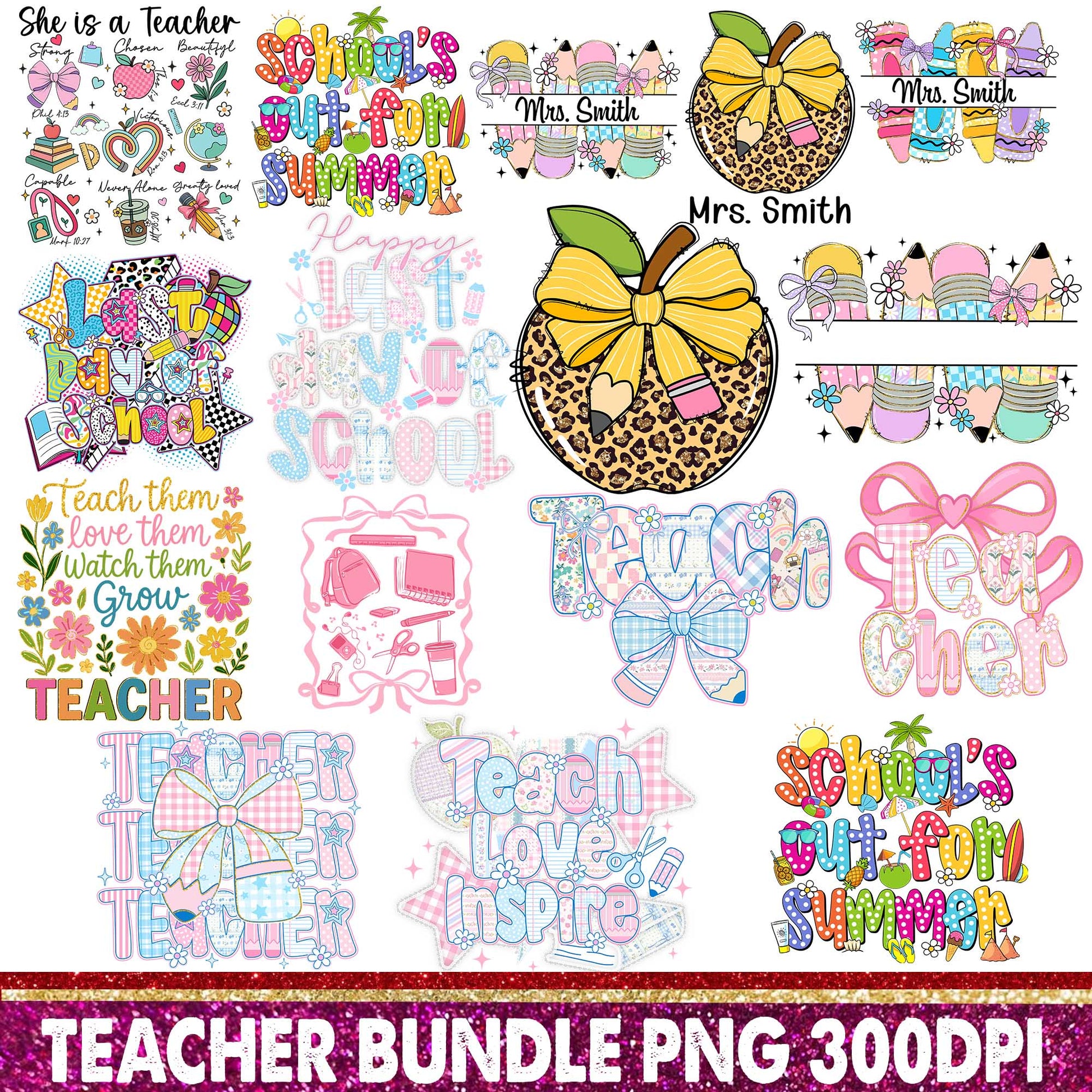 Teacher Bundle Png, Teacher Love Spire Png