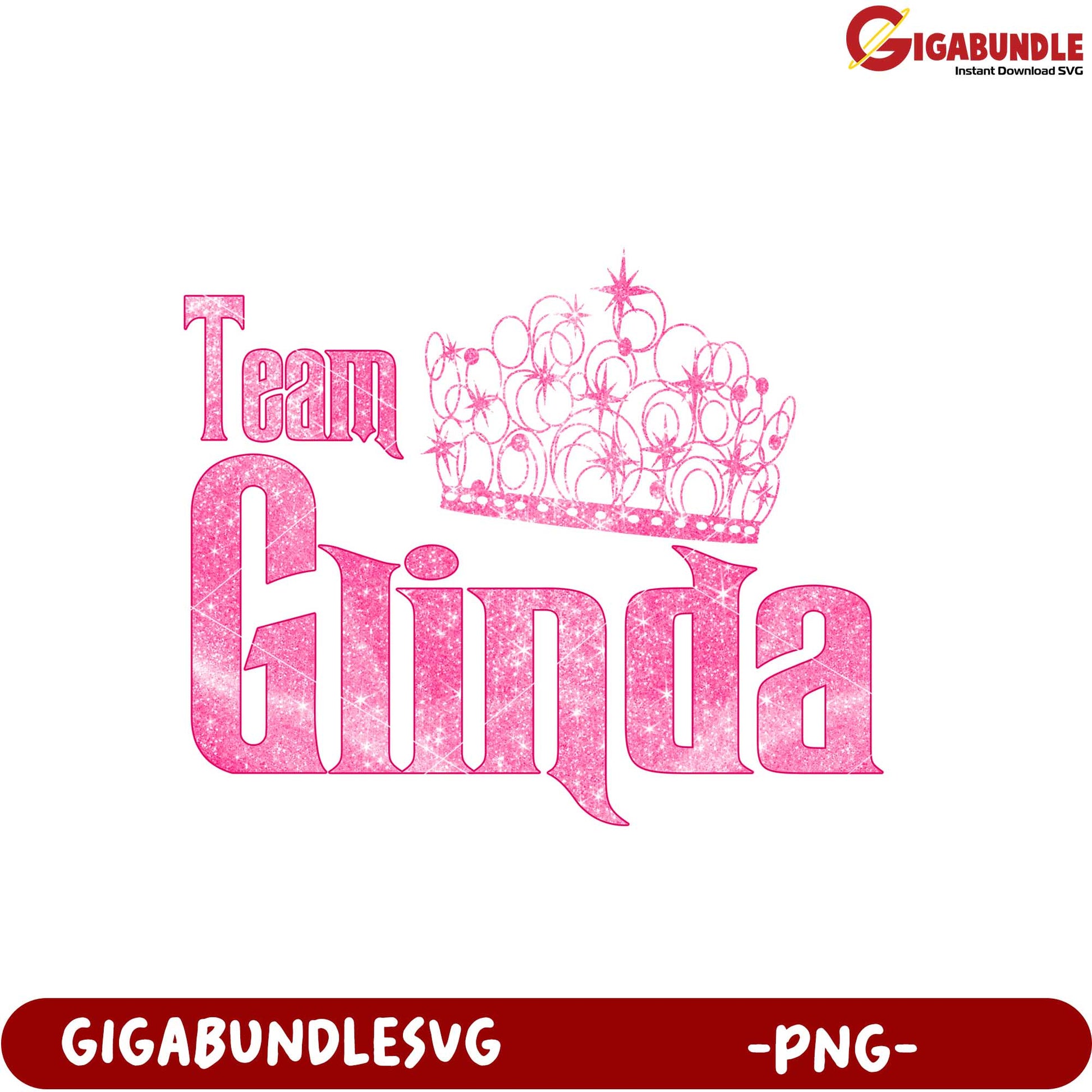 Team Glinda Crown Pink Sparkle Digital PNG Design