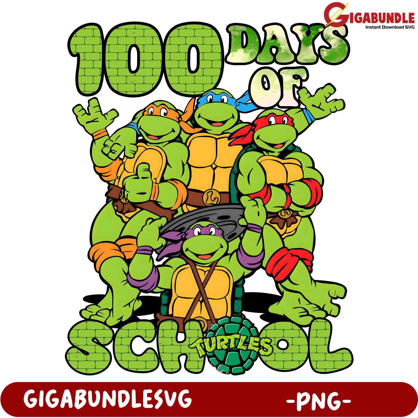 Teenage Mutant Ninja Turtles 100 Days of School PNG