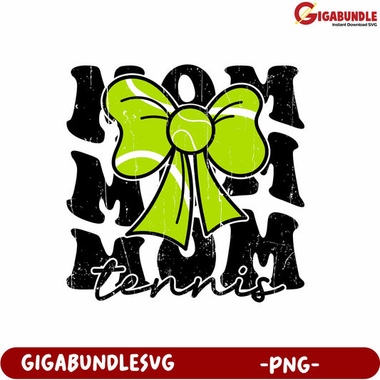 Tennis Mom Design with Green Bow Graphic for PNG Product Use