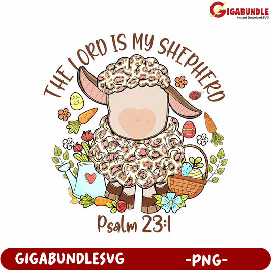 The Lord Is My Shepherd Cute Sheep Design PNG Download