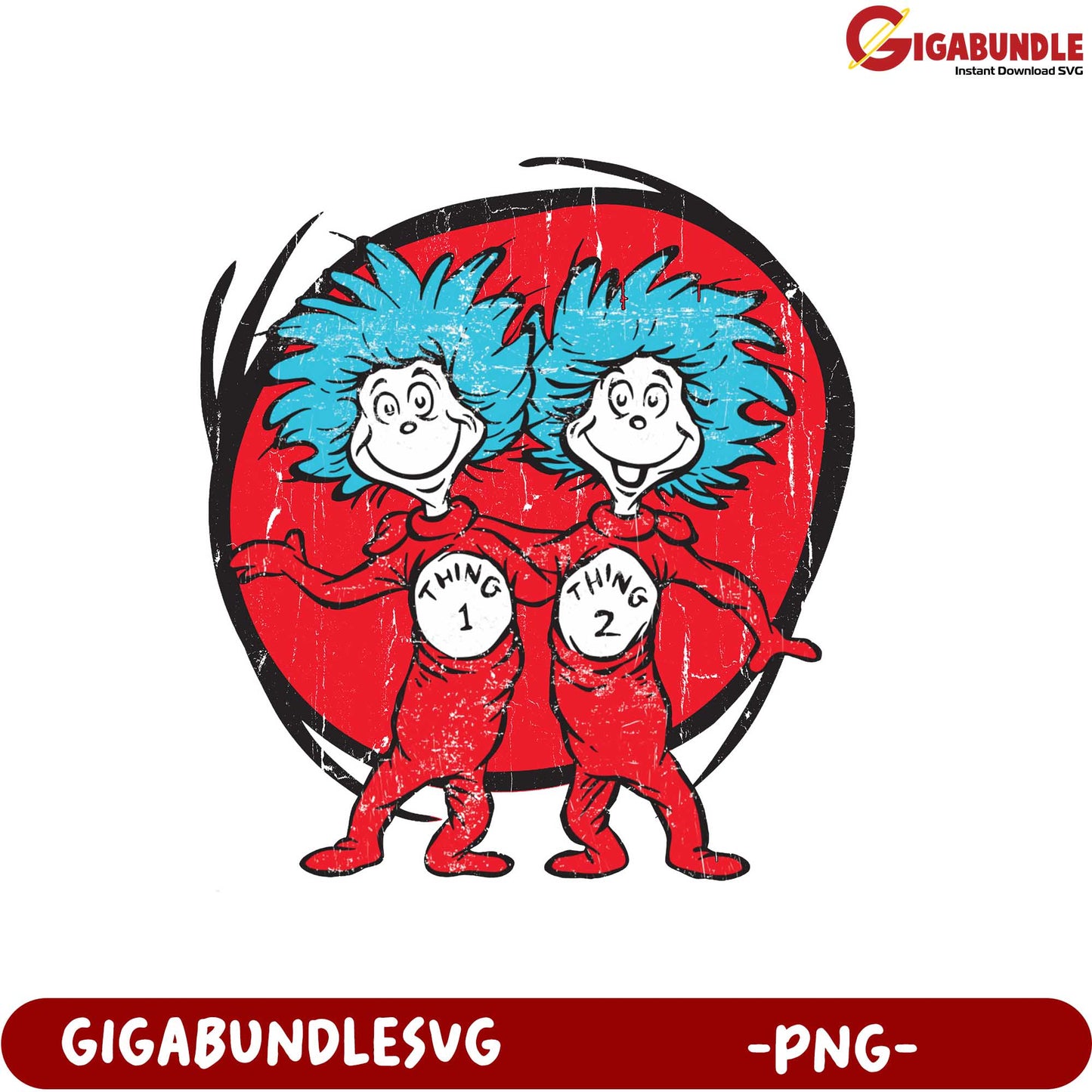 Thing 1 and Thing 2 PNG Design for Fun Crafts and Projects