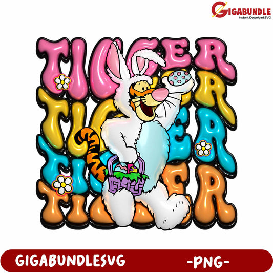 Tiger Bunny Cartoon Art for Kids - Colorful PNG Design