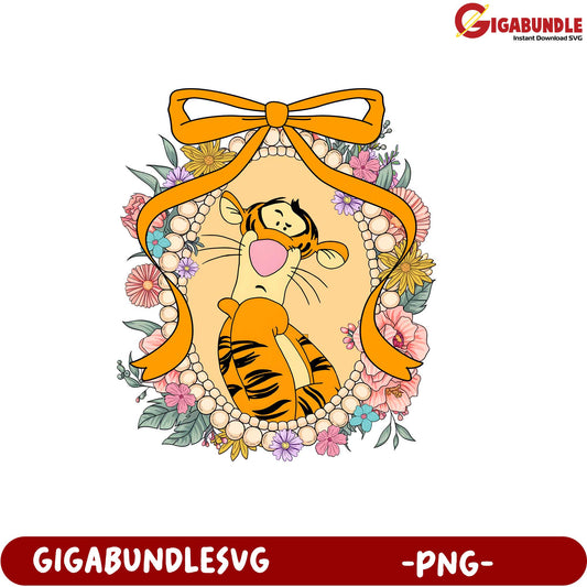 Tigger Floral Design PNG Art for Crafting and Decorating Projects