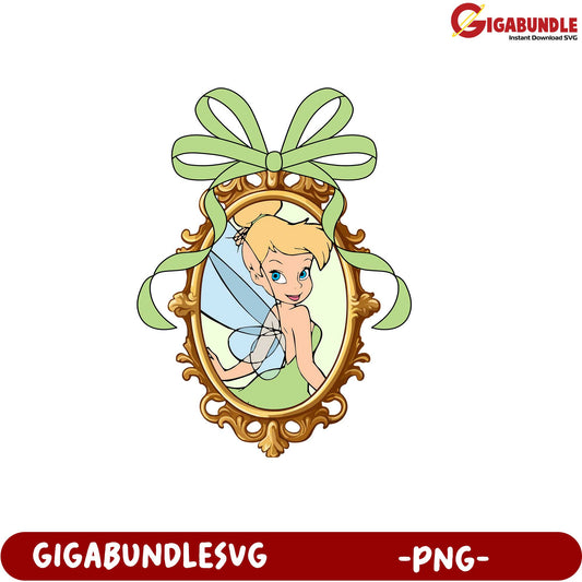 Tinkerbell Character Illustration in Decorative Frame PNG Format