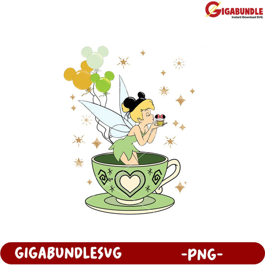 Tinkerbell Cupcake in Magical Teacup PNG Design