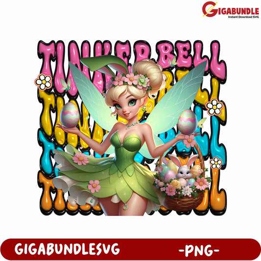 Tinkerbell Easter PNG Art with Colorful Background Design
