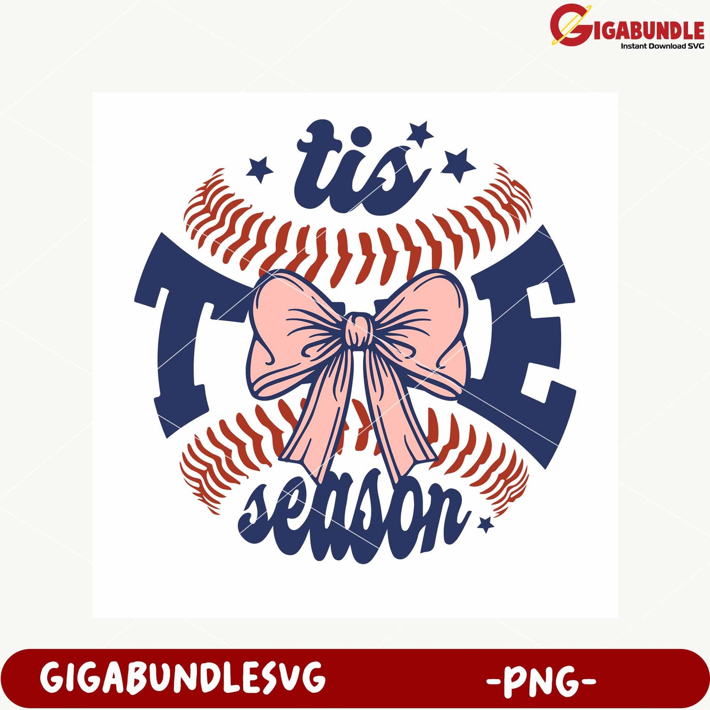 Tis the Season Baseball Bow SVG Design for Crafts