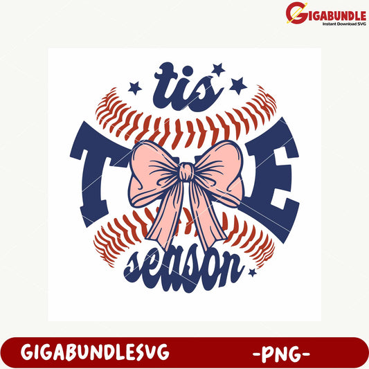 Tis the Season Baseball Bow SVG Design for Crafts