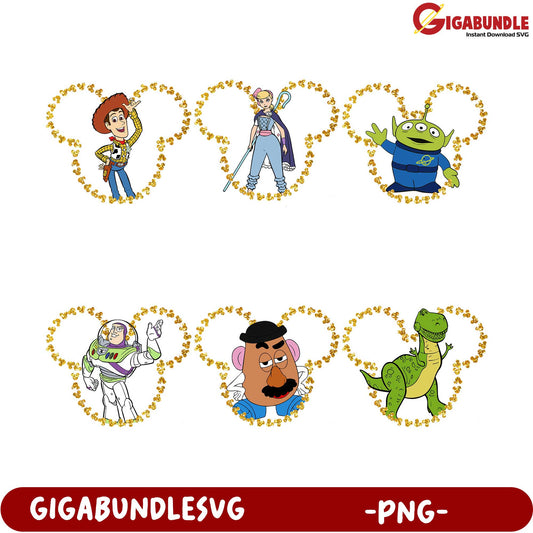 Toy Story Character PNG Bundle with Mickey Mouse Design