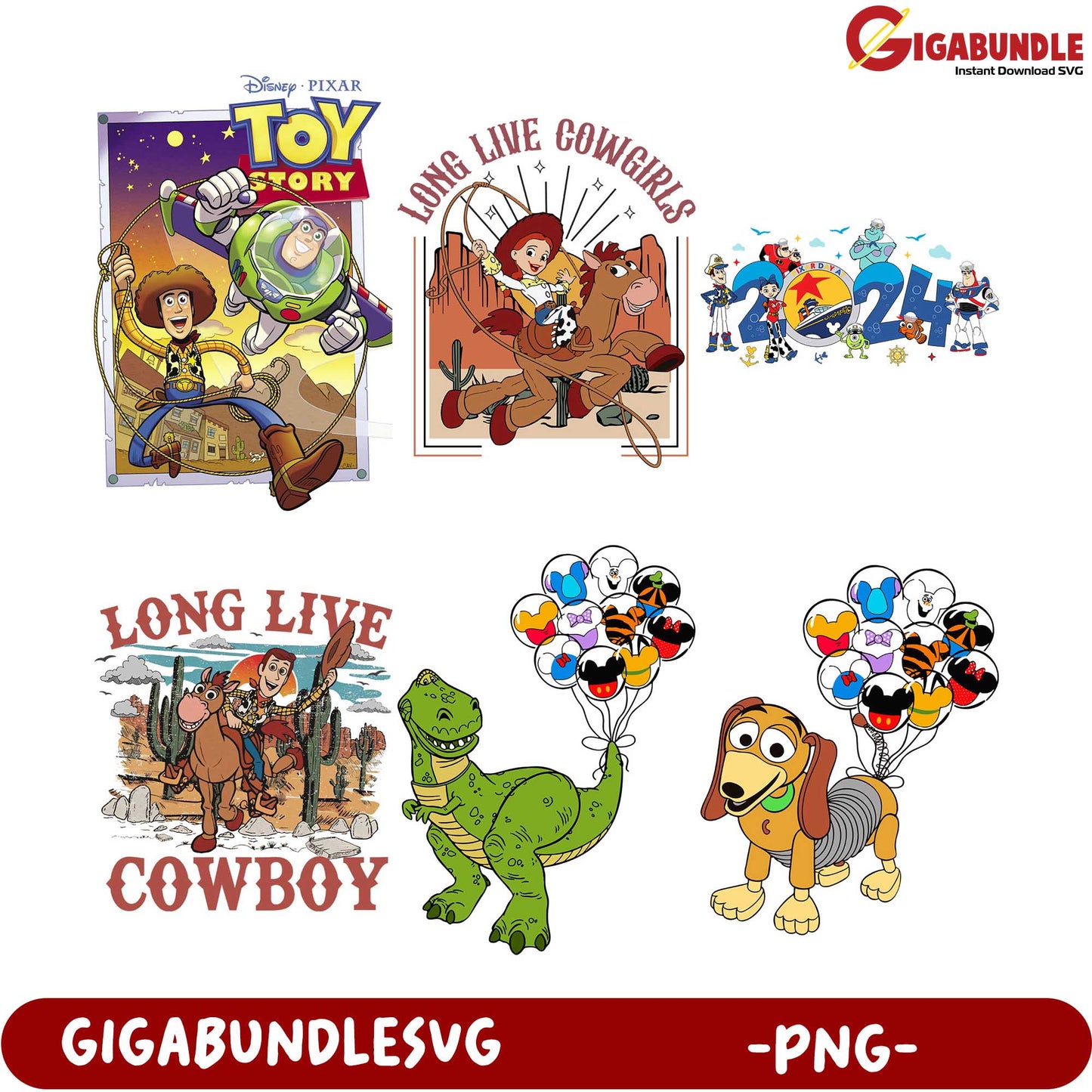 Toy Story Characters PNG Bundle - Cowboy & Cowgirl Designs