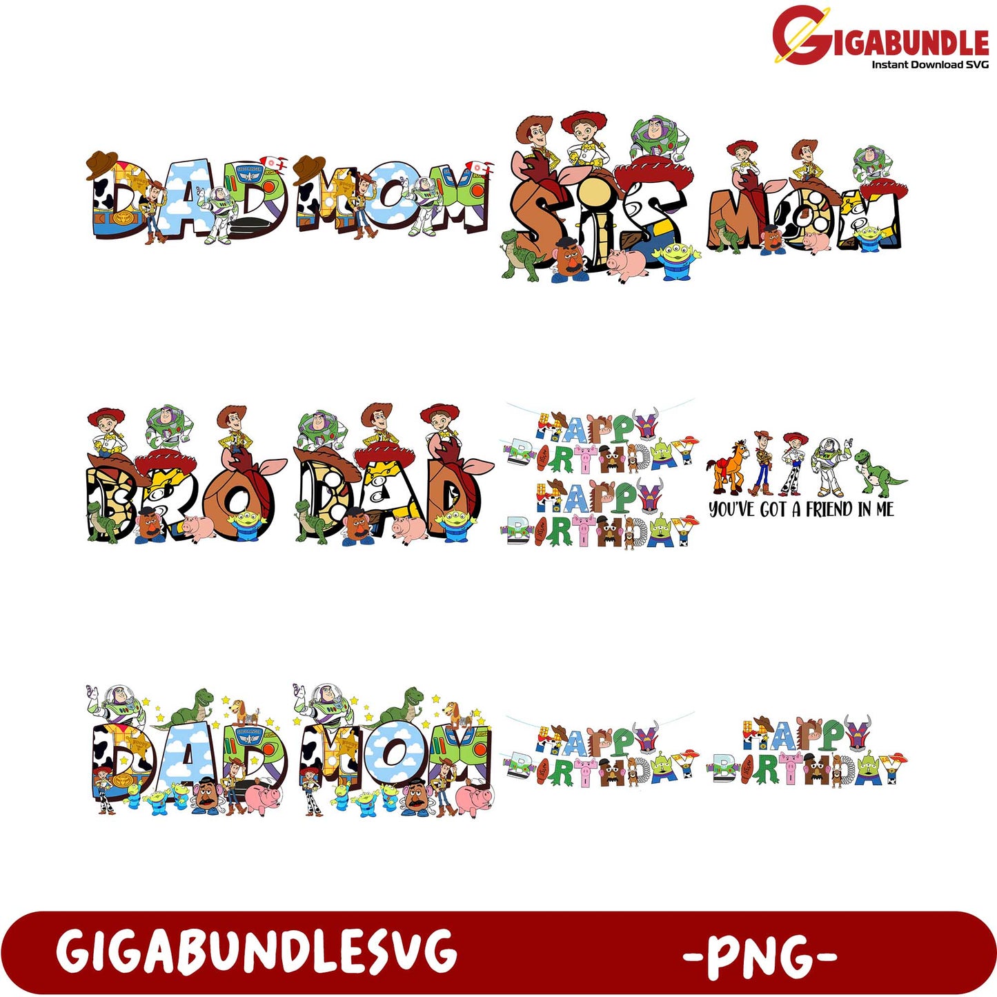 Toy Story Themed Birthday PNG Bundle for Kids Celebration