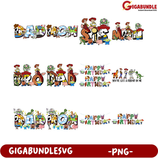 Toy Story Themed Birthday PNG Bundle for Kids Celebration