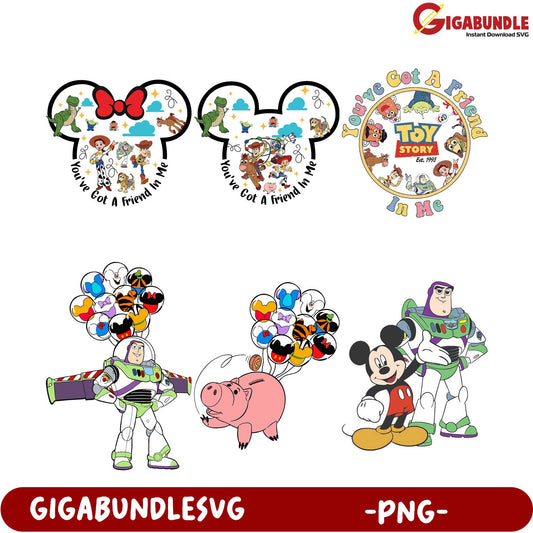 Toy Story and Mickey Mouse PNG Bundle for Fun Crafts