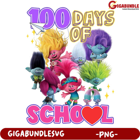 Trolls 100 Days of School PNG Image