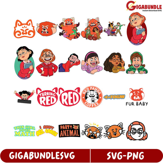 Turning Red SVG Bundle Fun Animated Designs for Creative Projects
