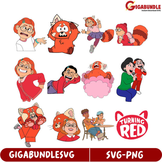 Turning Red SVG Bundle Fun Character Designs for Crafts