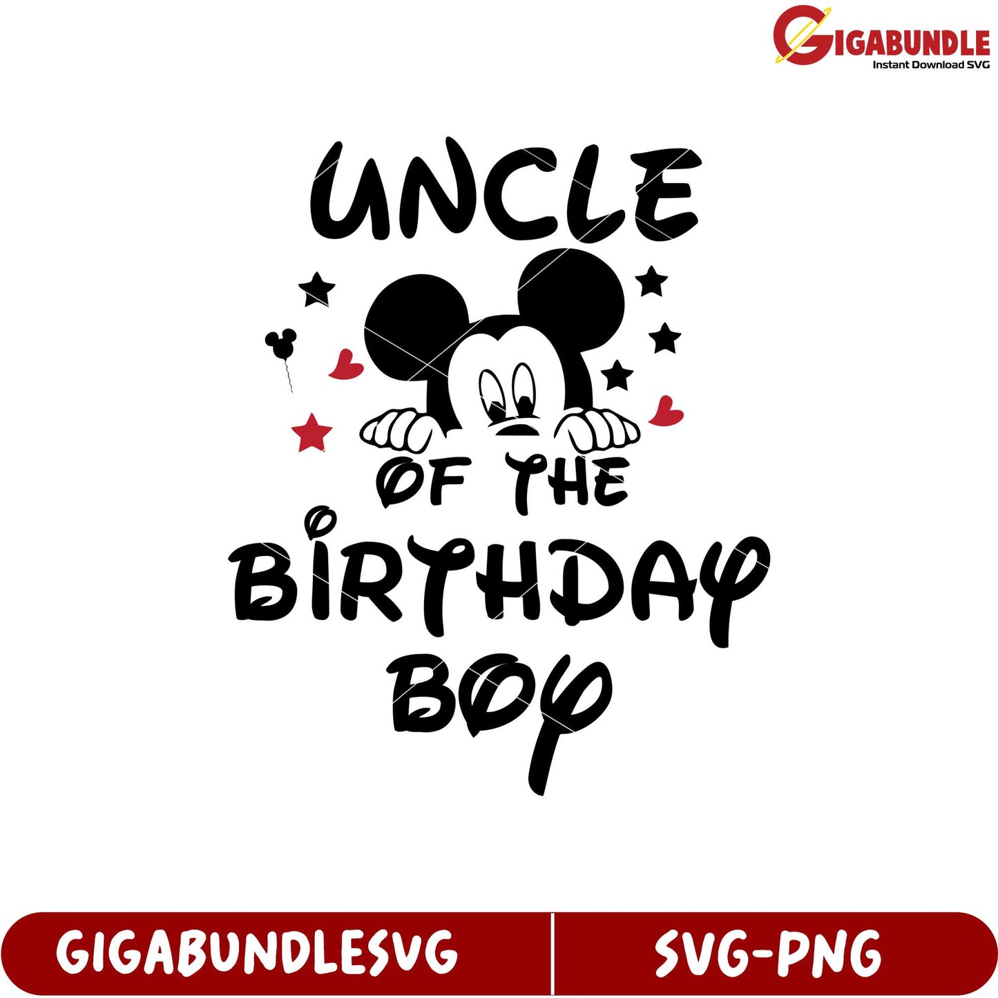 Uncle of the Birthday Boy SVG Design with Mickey Mouse Graphics